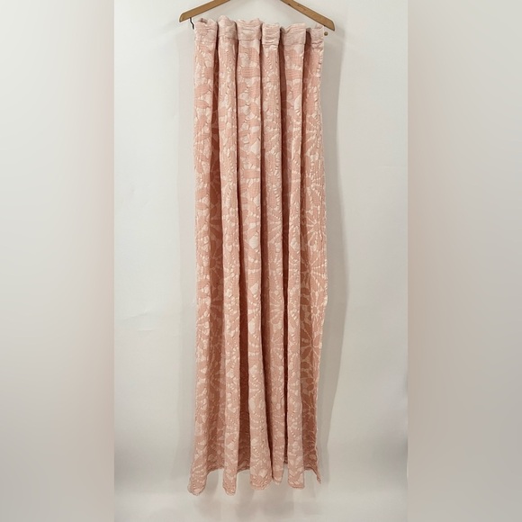 Simply Shabby Chic 68” Pink Curtain Panel 0176 floral textured 100% cotton - Picture 2 of 10